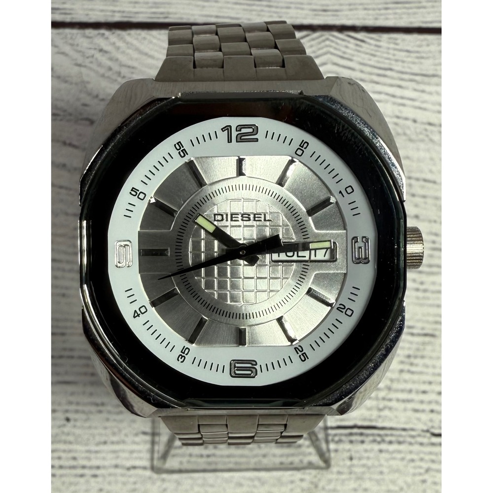 Men's Diesel Watch DZ-5121 Chunky Square Silver‎ Stainless Steel